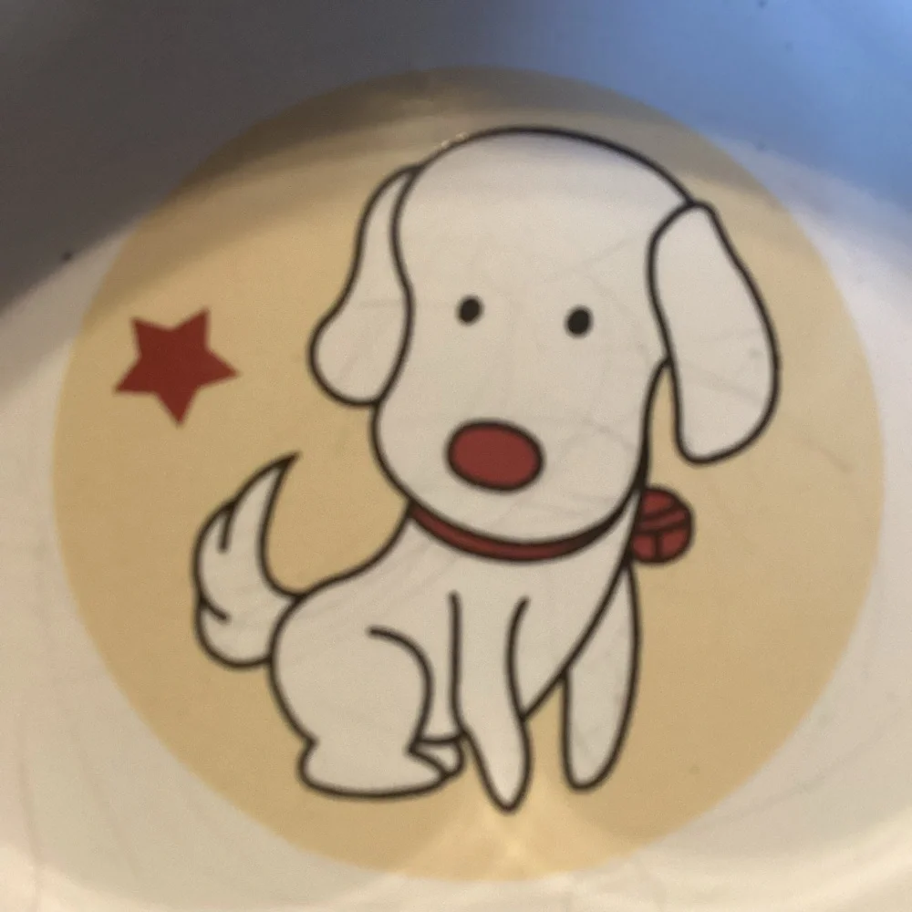 Target Dog Bowl - red and tan stripes, cute dog drawing